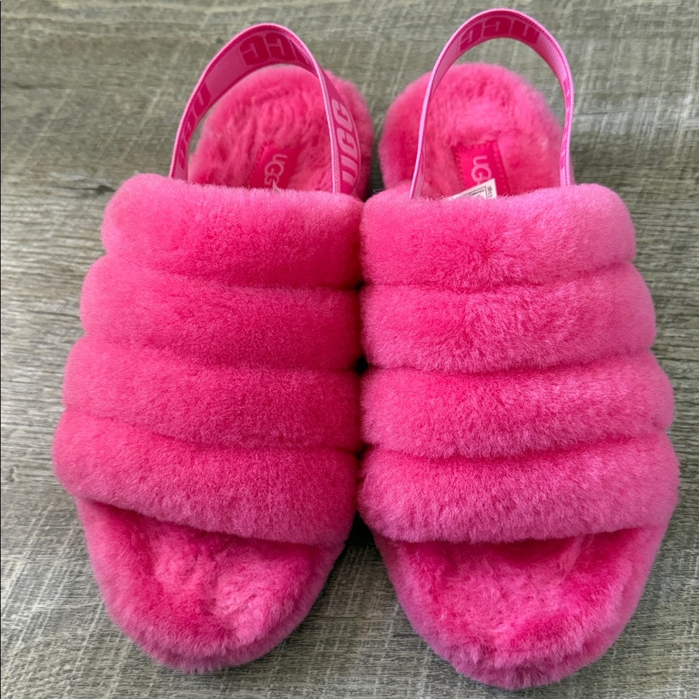 UGG Fluff Yeah Slide Hot Pink Size 9 - Picture 2 of 5